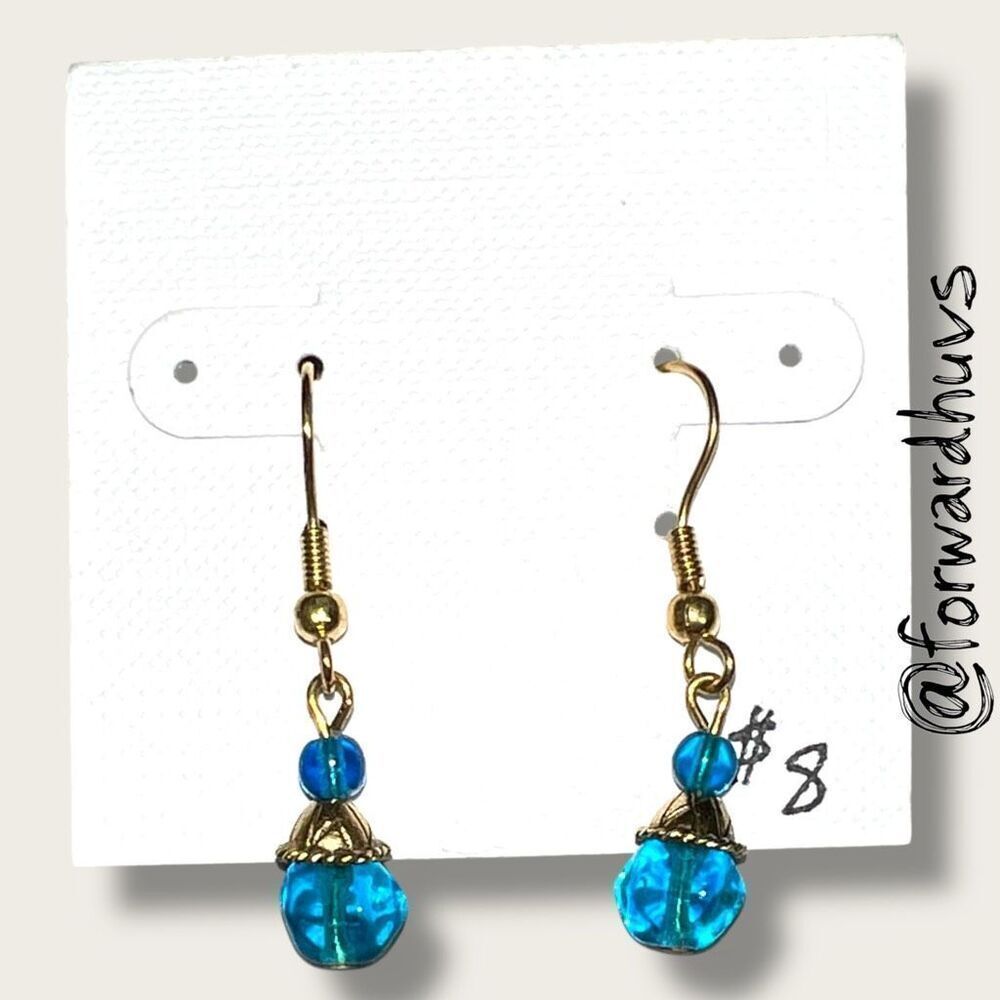 Bundle Sale 3 for $15 | Hand Crafted Blue Bead Earrings Faceted Accents